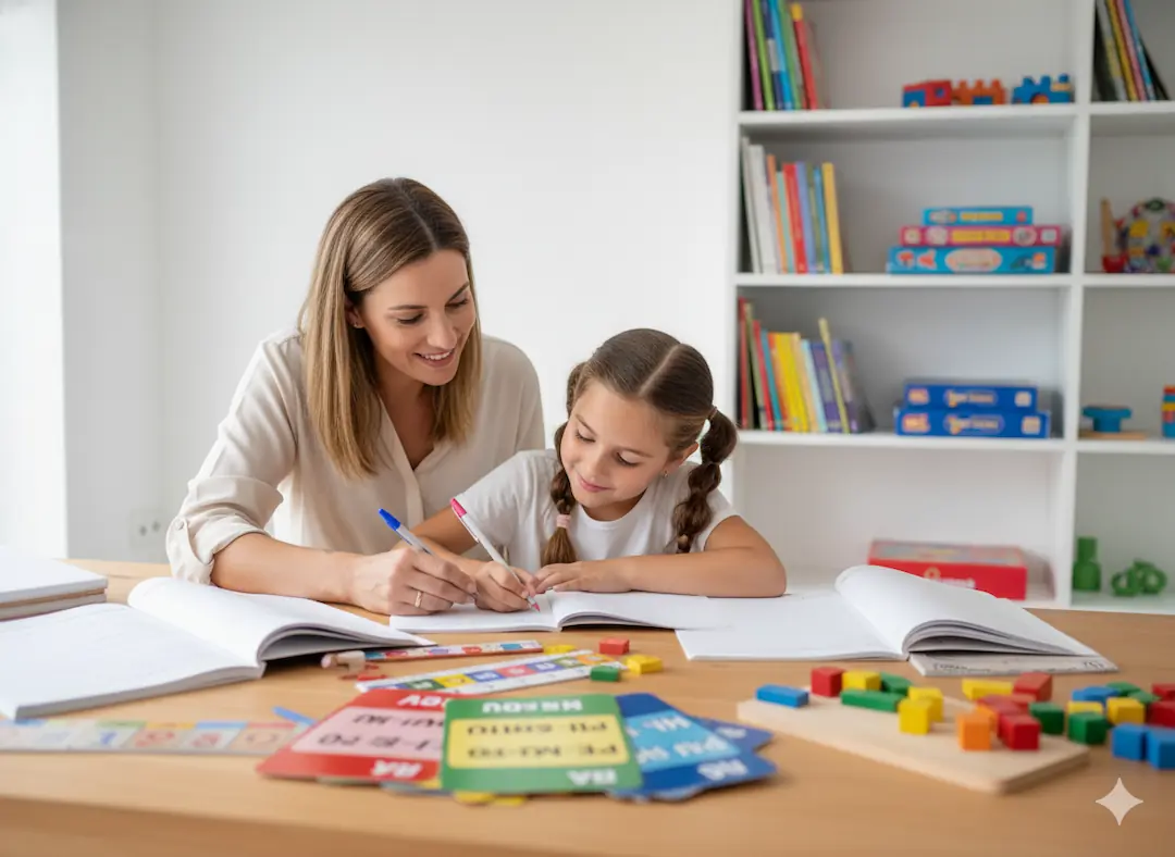 Bloque gráfico de psicopedagogía infantil para evaluación de fin de año en CISD