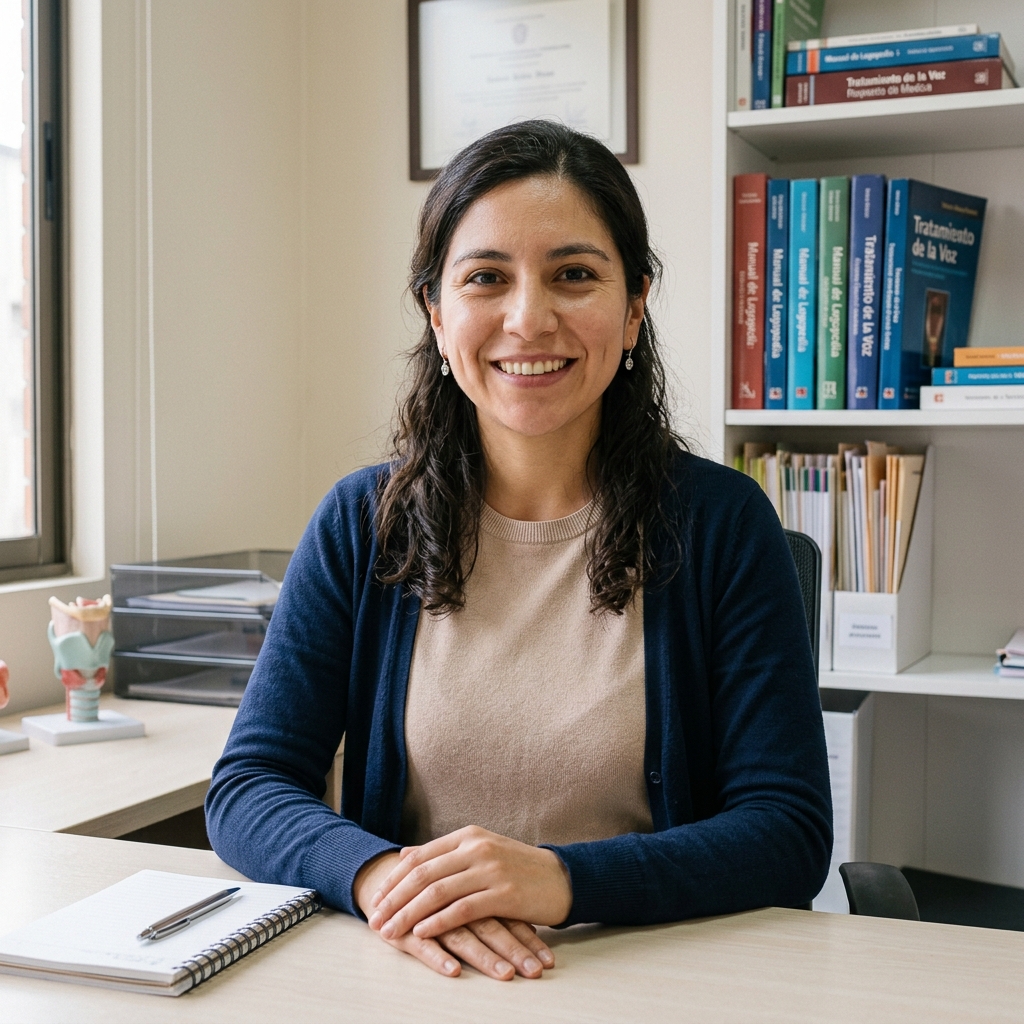 Profesional de fonoaudiología en su consulta